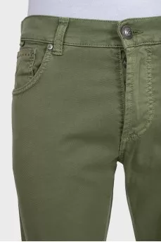Men's green button-down jeans