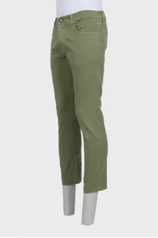 Men's green button-down jeans