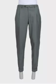 Men's gray trousers with cuffs
