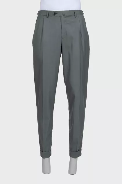 Men's gray trousers with cuffs