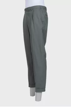 Men's gray trousers with cuffs