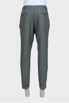 Men's gray trousers with cuffs