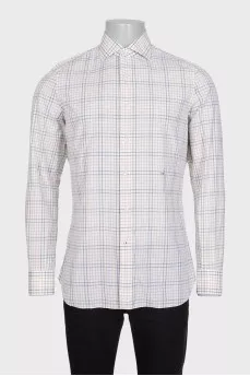 Men's straight shirt in a colorful check pattern