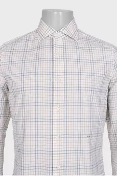 Men's straight shirt in a colorful check pattern