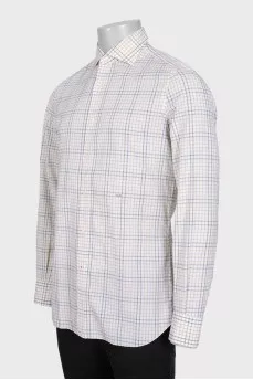 Men's straight shirt in a colorful check pattern