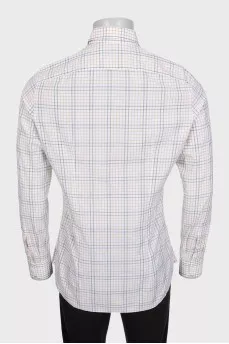 Men's straight shirt in a colorful check pattern