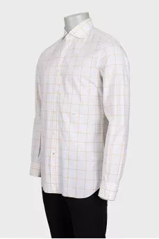 Men's white shirt with orange check pattern