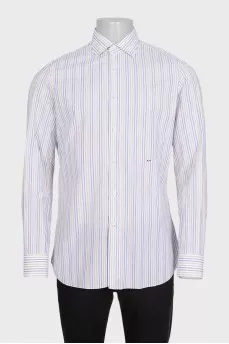 Men's straight white shirt with two-tone stripes