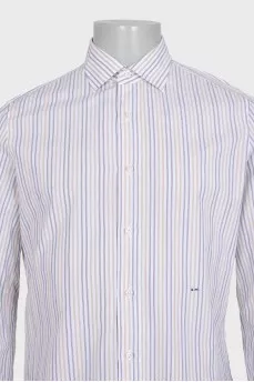Men's straight white shirt with two-tone stripes