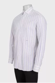 Men's straight white shirt with two-tone stripes