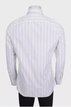 Men's straight white shirt with two-tone stripes