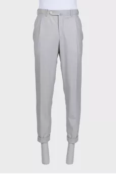 Men's gray wool trousers with tag