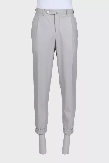 Men's gray wool trousers with tag