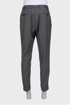 Men's gray wool trousers with cuffs