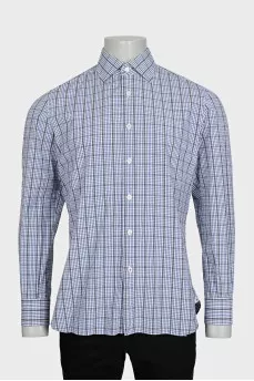 Men's straight shirt with a plaid print
