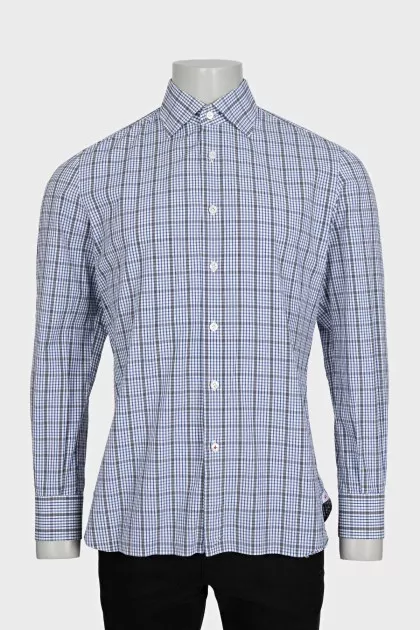 Men's straight shirt with a plaid print