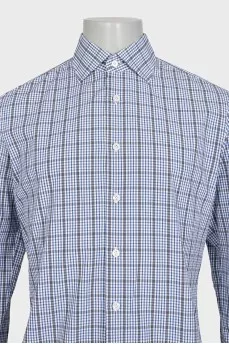 Men's straight shirt with a plaid print