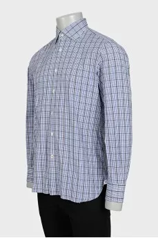 Men's straight shirt with a plaid print