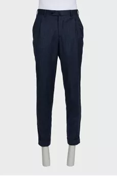 Men's blue trousers with a small print