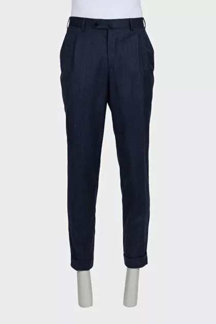 Men's blue trousers with a small print