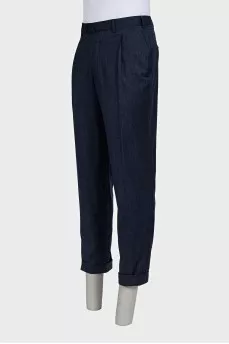 Men's blue trousers with a small print