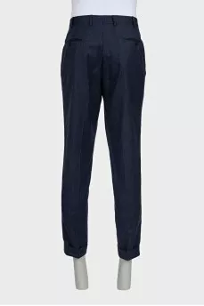 Men's blue trousers with a small print