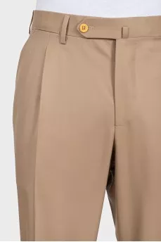 Men's classic beige wool trousers