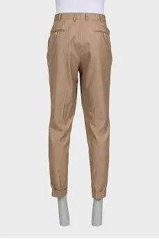 Men's classic beige wool trousers