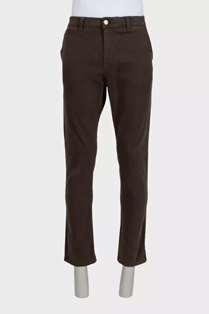 Men's dark brown straight-leg jeans
