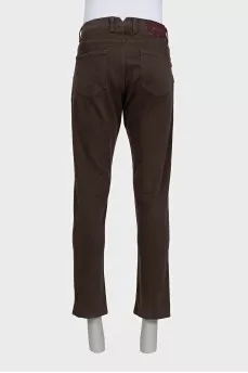 Men's dark brown straight-leg jeans