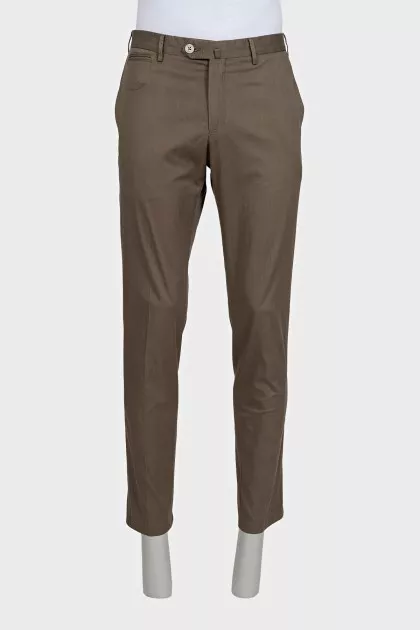Men's straight green trousers
