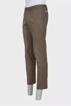 Men's straight green trousers