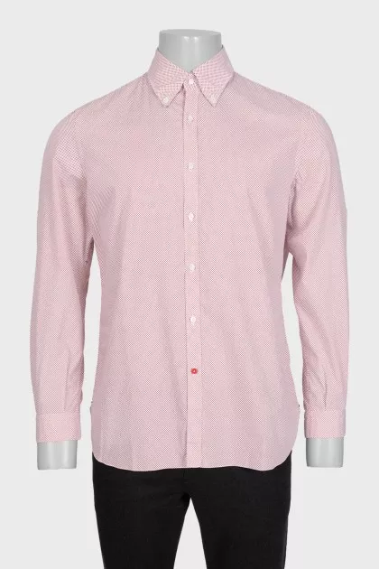 Men's white shirt with red polka dots