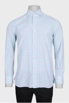 Men's shirt with a gray and blue print