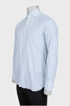 Men's shirt with a gray and blue print