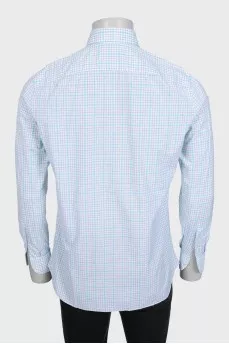Men's shirt with a gray and blue print