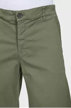 Men's green straight denim shorts