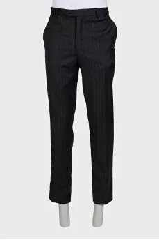 Men's black suit with striped print