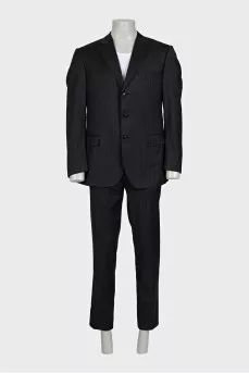 Men's black suit with striped print
