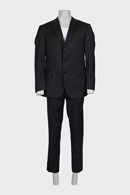 Men's black suit with striped print