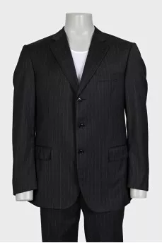 Men's black suit with striped print