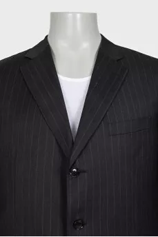 Men's black suit with striped print
