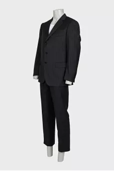 Men's black suit with striped print