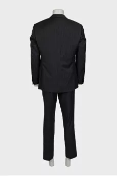 Men's black suit with striped print