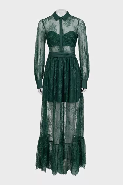 Зелена мереживна сукня з биркою