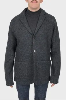 Men's woolen gray buttoned jacket; with tag