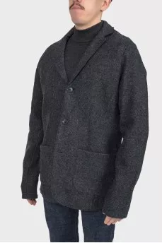 Men's woolen gray buttoned jacket; with tag