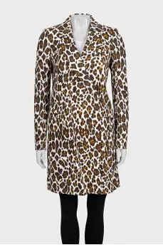 Linen coat with print and tag