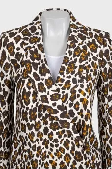 Linen coat with print and tag