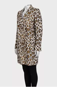 Linen coat with print and tag